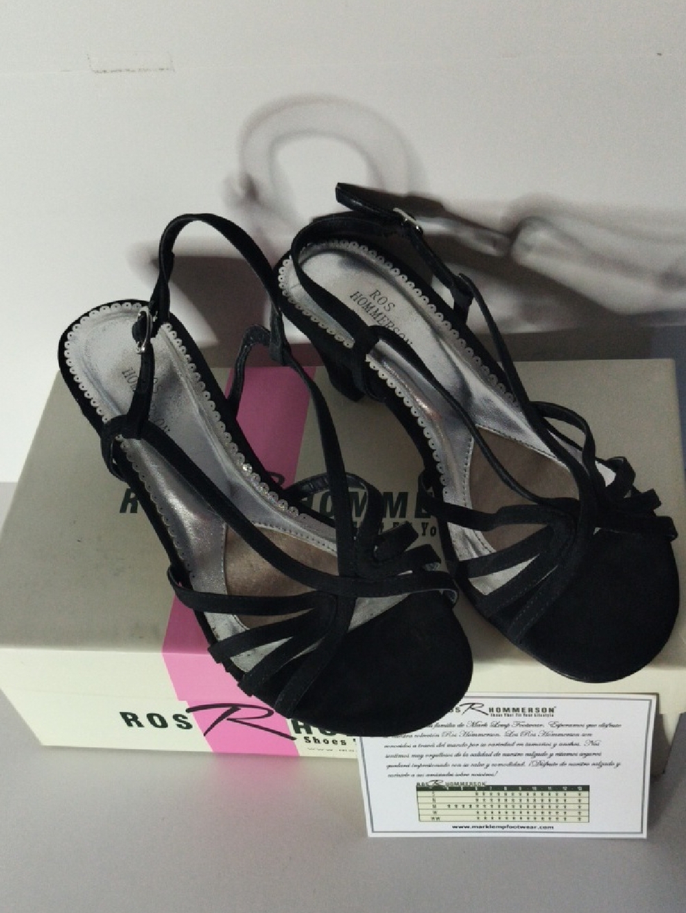 Ros Hommerson Layla Leather Black Strappy Dress Sandals Size 6.5WW